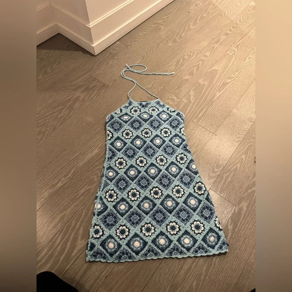 Crotchet blue dress - gorgeous on and perfect for summer - Picture 1 of 4